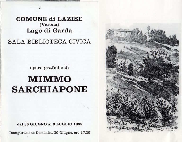 1985    Mauro Donini       “ La Grafica di Mimmo Sarchiapone in mostra a Lazise”